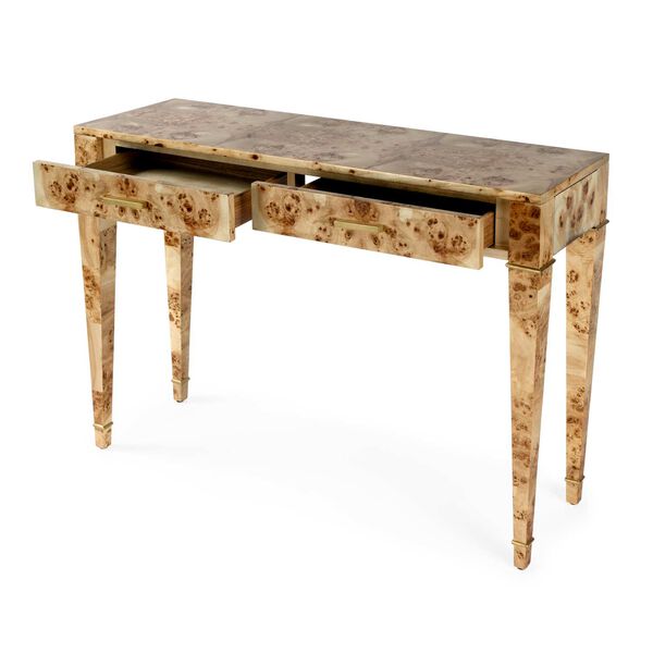 Kai Light Burl Two Drawer Wood Console Table, image 7
