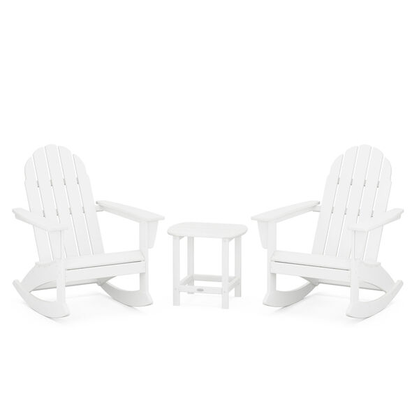 Vineyard White Outdoor Adirondack Rocking Chair Set with Side Table, 3-Piece, image 1