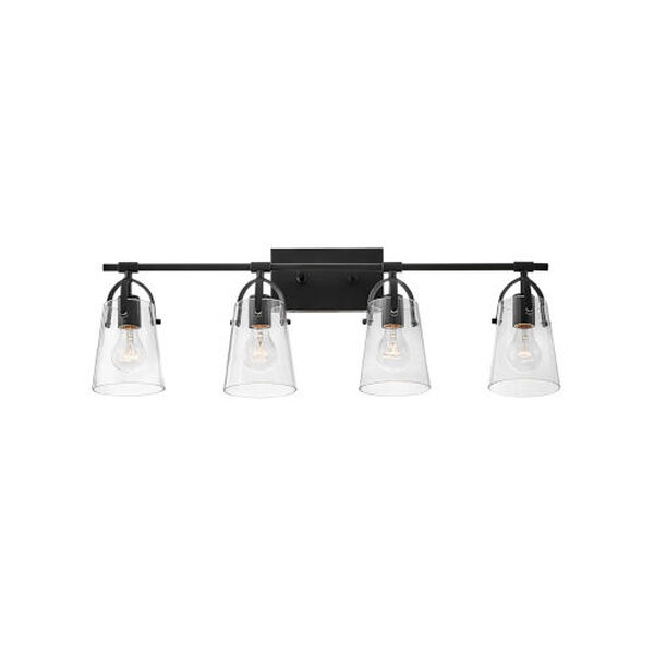 Foster Black Four-Light Bath Vanity With Clear Glass, image 4