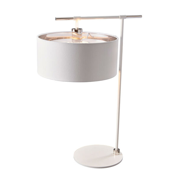 Balance Polished Nickel and White One-Light Table Lamp, image 1