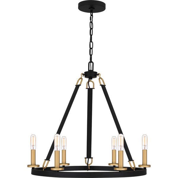 Graylyn Matte Black and Aged Brass Six-Light Chandelier, image 5