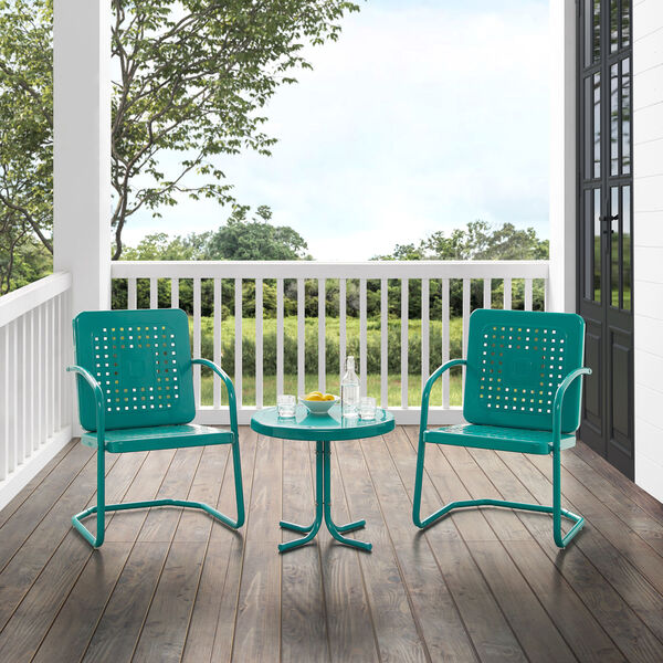 Bates Turquoise Gloss Outdoor Chair Set, Three-Piece, image 3