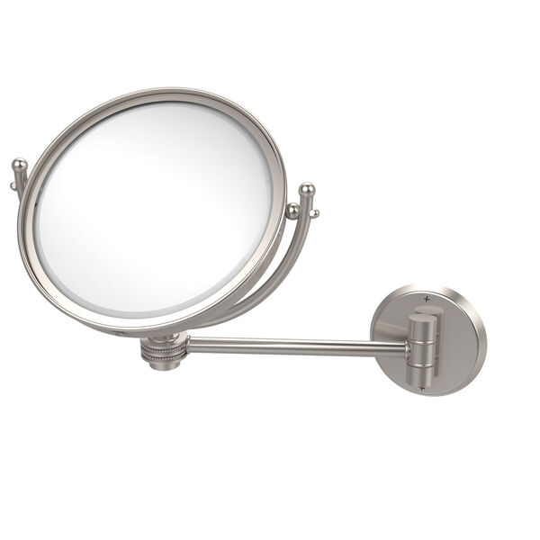 8 Inch Wall Mounted Make-Up Mirror 4X Magnification, Satin Nickel, image 1