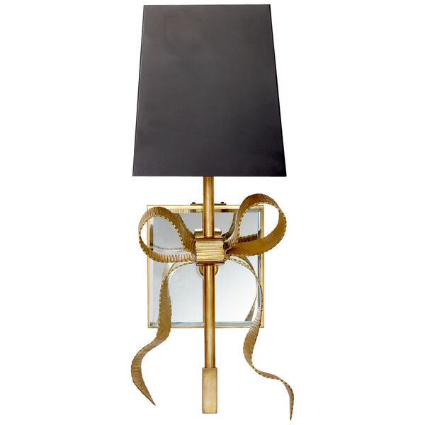 Ellery Gros-Grain Bow Small Sconce in Soft Brass with Matte Black Shade by kate spade new york, image 1