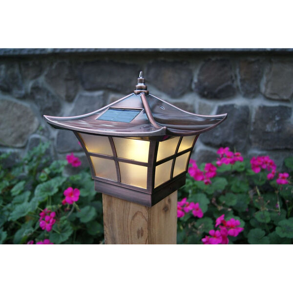 Copper Plated Ambience 4X4 LED Solar Powered Post Cap, image 2
