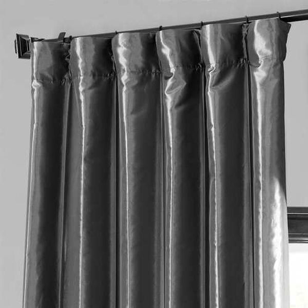 Graphite Blackout Faux Silk Taffeta Single Panel Curtain 50 x 96, image 3