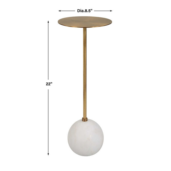 Gimlet White and Solid Brass Drink Table, image 5