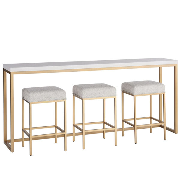 Miranda Kerr Love Joy Bliss Alabaster and Soft Gold Console Table with Stool, 4-Piece, image 1