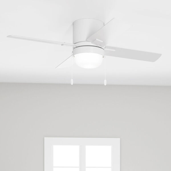 Minikin Fresh White 44-Inch Low Profile Ceiling Fan with LED Light Kit and Pull Chain, image 6