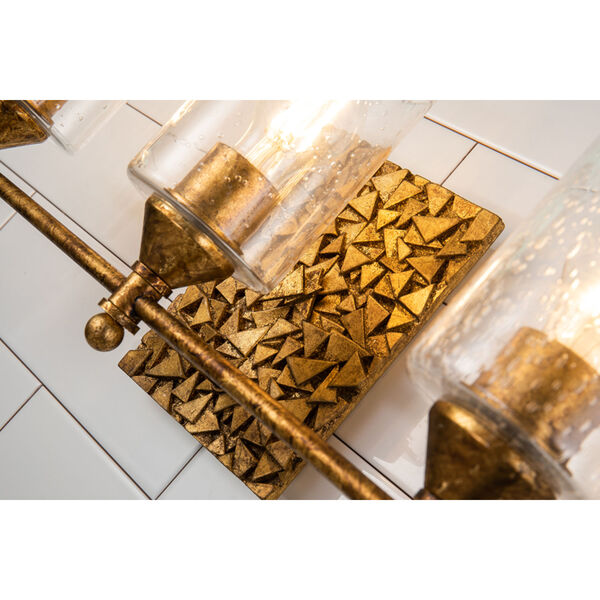 Mosaic Gold Leaf with Antique Three-Light Bath Vanity, image 3
