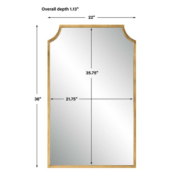 Uptown Curved Corner Gold Frame Wall Mirror, image 3