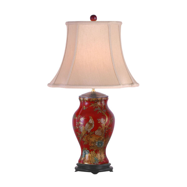 Red Antique 27-Inch Hand Painted Table Lamp, image 1