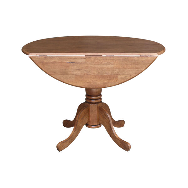 Distressed Oak 42-Inch Round Dual Drop Leaf Pedestal Table, image 3