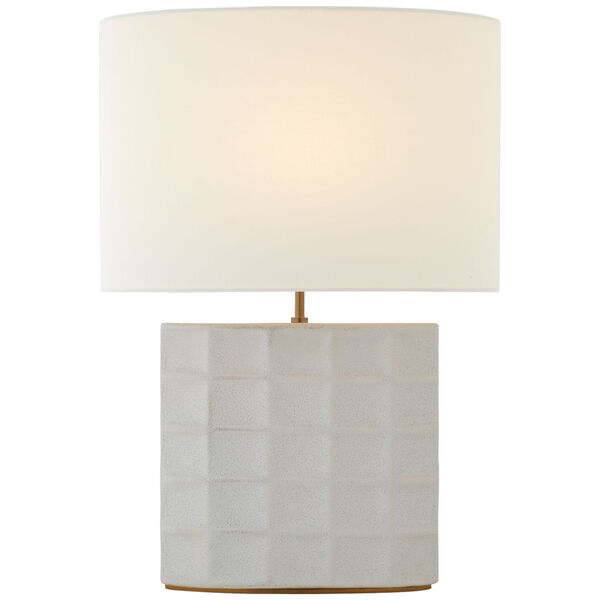Struttura Medium Table Lamp in Porous White with Linen Shade by Kelly Wearstler, image 1