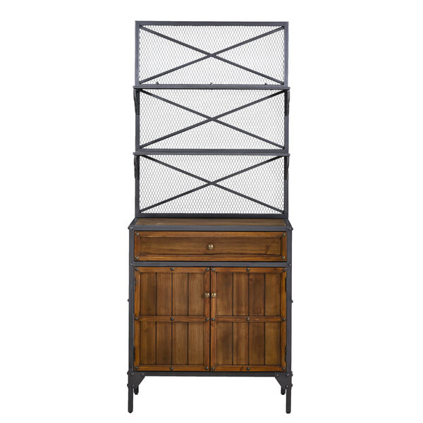 Bexfield Gunmetal Gray with Natural Pine Bakers Rack, image 4