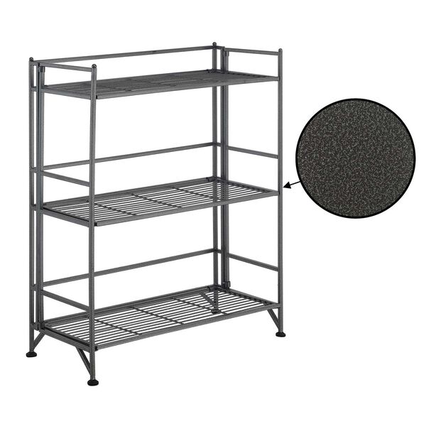 Xtra Storage Speckled Gray Three-Tier Wide Folding Metal Shelf, image 3