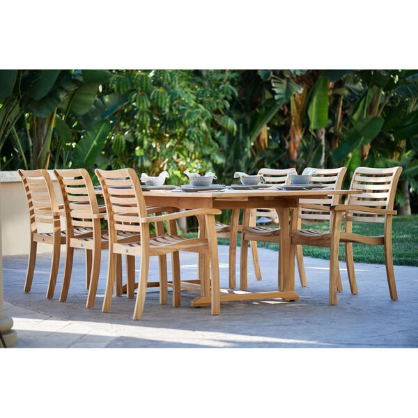 Birmingham Nature Sand Teak Rectangular Table Outdoor Dining Set with Extension, 5-Piece, image 3