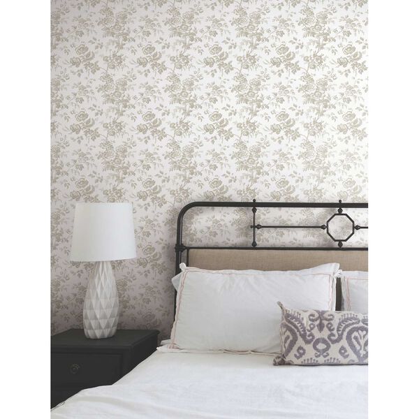 Anemone Toile Taupe Wallpaper, image 3