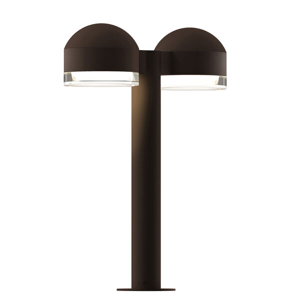Inside-Out REALS Textured Bronze 16-Inch LED Double Bollard with Cylinder Lens and Dome Cap with Clear Lens, image 1