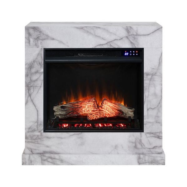 Dendale White Faux Marble Faux Marble Electric Fireplace, image 2