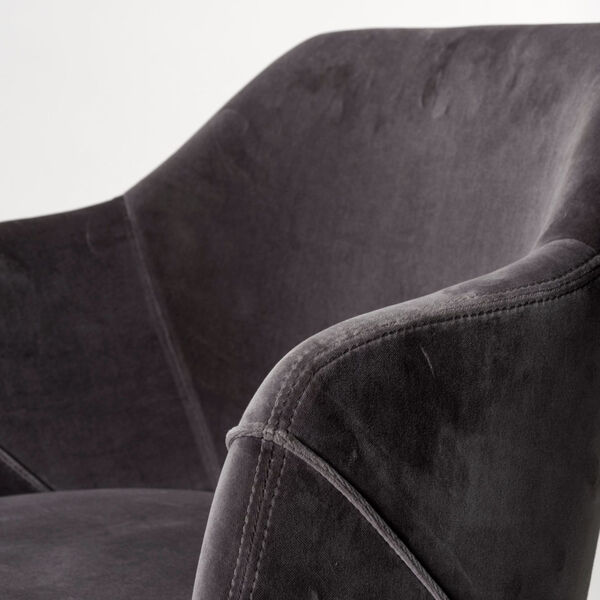 Ronald II Gray Velvet and Black Dining Arm Chair, image 6