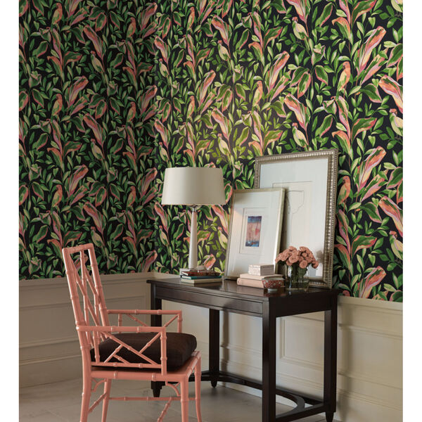 Tropics Black Tropical Love Birds Pre Pasted Wallpaper - SAMPLE SWATCH ONLY, image 1