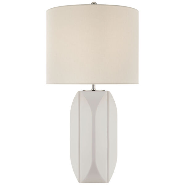 Carmilla Medium Table Lamp in Matte White with Linen Shade by kate spade new york, image 1