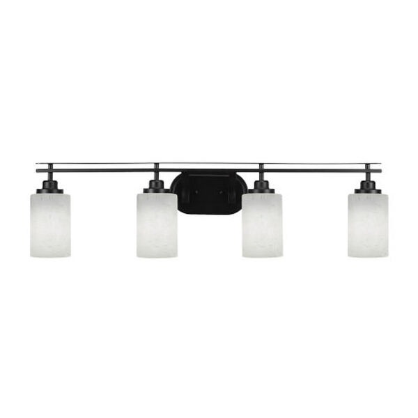 Odyssey Matte Black Four-Light Bath Vanity with Four-Inch White Muslin Glass, image 1