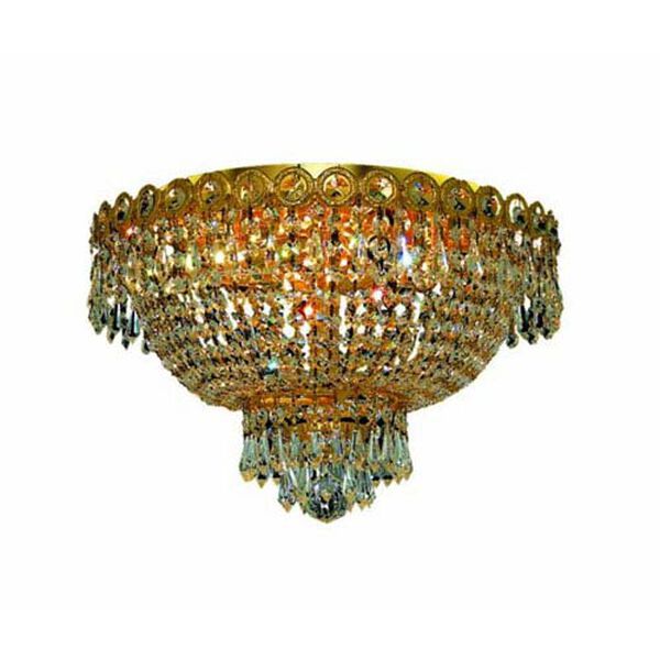 Century Gold Four-Light Flush Mount with Clear Royal Cut Crystals, image 1