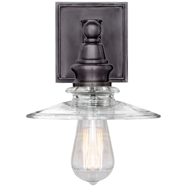 Covington Shield Sconce in Bronze with Clear Glass by Chapman and Myers, image 1