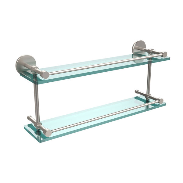 22-Inch Tempered Double Glass Shelf with Gallery Rail, image 1