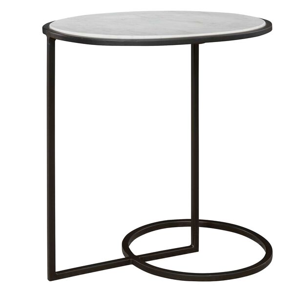 Twofold Satin Black and White Marble Accent Table, image 1