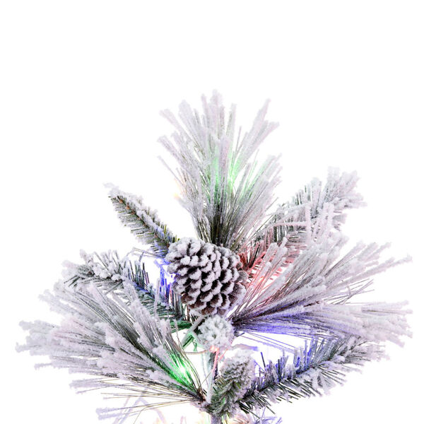 Flocked Atka Pine White 7.5 Ft. x 49 In. Artificial Christmas Tree with LED Color Changing Lights, image 5