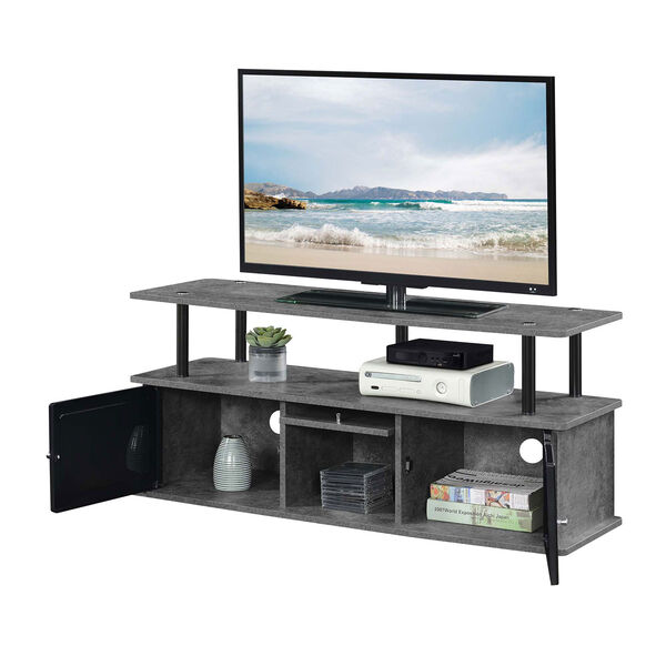 Designs2Go Cement and Black TV Stand with Three Storage Cabinet and Shelf, image 4