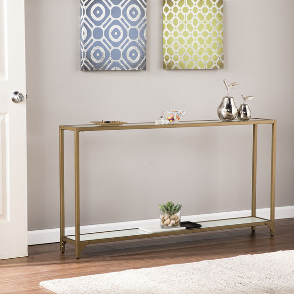 Bergen Gold with White Glass Console Table, image 1