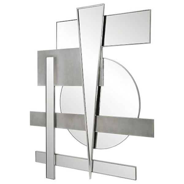 Wedge Brushed Nickel Mirrored Modern Wall Decor, image 4