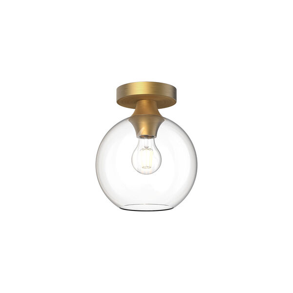 Castilla Aged Gold Eight-Inch One-Light Semi-Flush Mount with Clear Glass, image 1