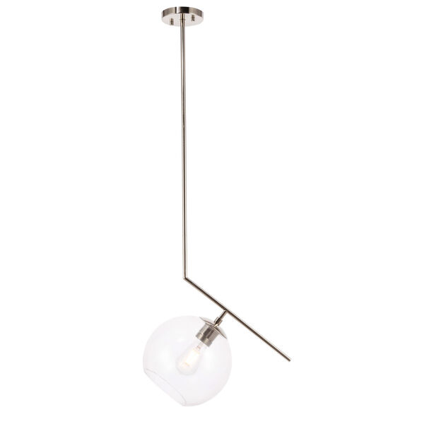 Ryland Chrome 10-Inch One-Light Pendant with Clear Glass, image 1