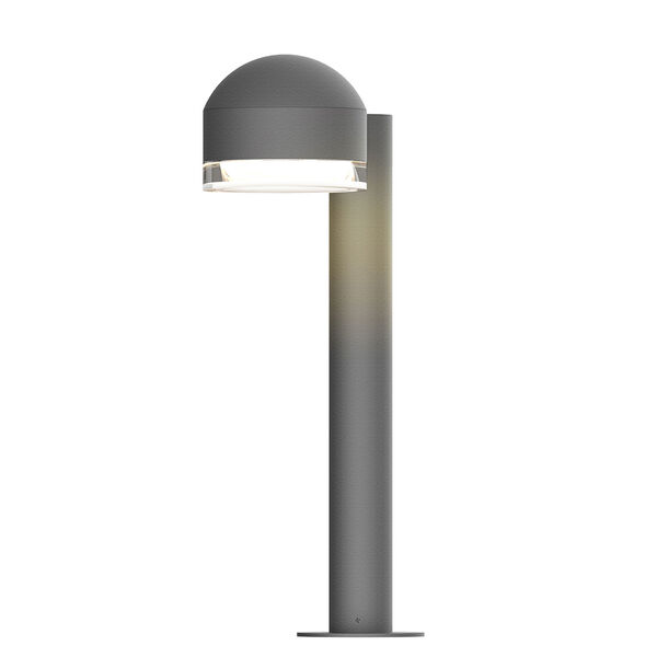 Inside-Out REALS Textured Gray 16-Inch LED Bollard with Cylinder Lens and Dome Cap with Clear Lens, image 1