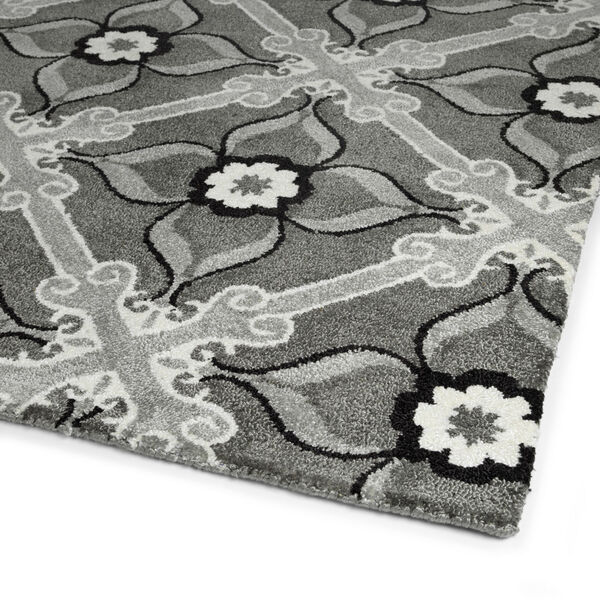 Peranakan Tile Gray, Silver and Black Indoor/Outdoor Rug, image 2