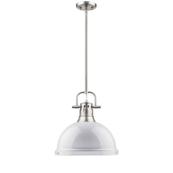 Quinn Pewter One-Light Pendant with White Shade, image 2