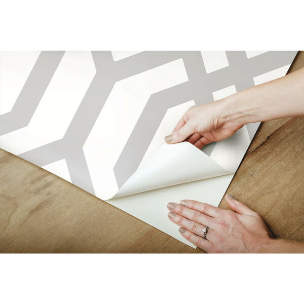 Gazebo Lattice Grey White Peel and Stick Wallpaper - SAMPLE SWATCH ONLY, image 4