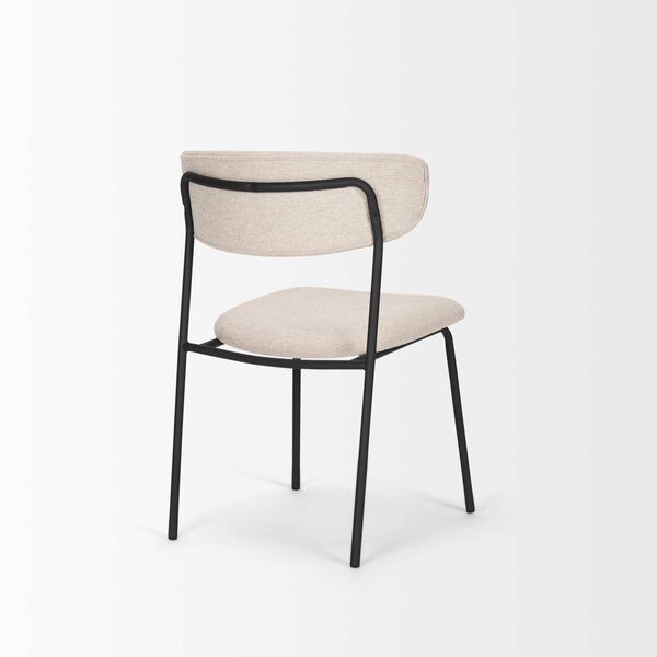 Corey Oatmeal Fabric and Matte Black Metal Dining Chair, image 4