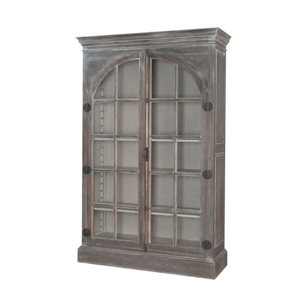 Manor Waterfront Grey Stain Arched Door Display Cabinet, image 1