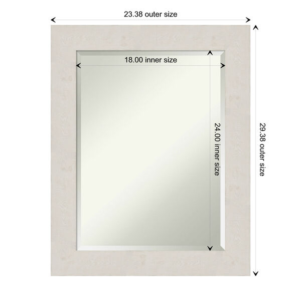 Rustic Plank White 23W X 29H-Inch Bathroom Vanity Wall Mirror, image 6