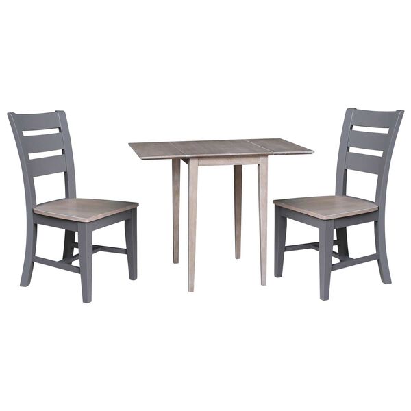 Washed Gray Clay Taupe Dual Drop Leaf Table with Two Chairs, image 1