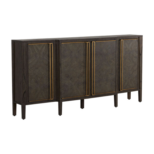 Fitzgerald Dark Brown and Stained Brass Cabinet, image 1