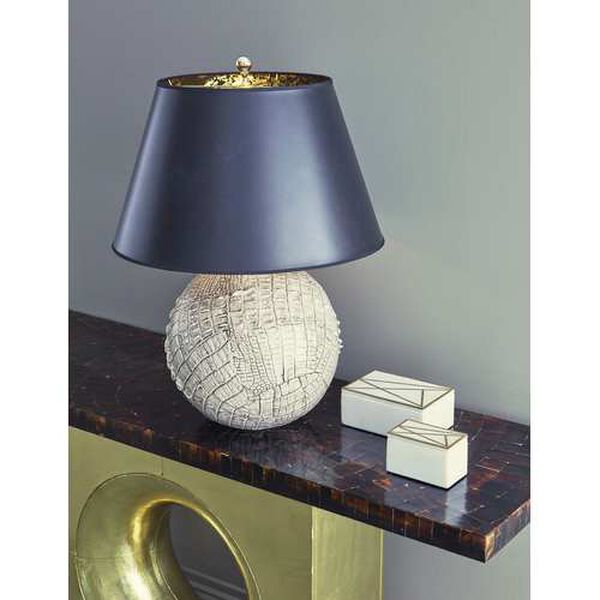 Ally Cream and Gray One-Light Table Lamp with Black Shade, image 2