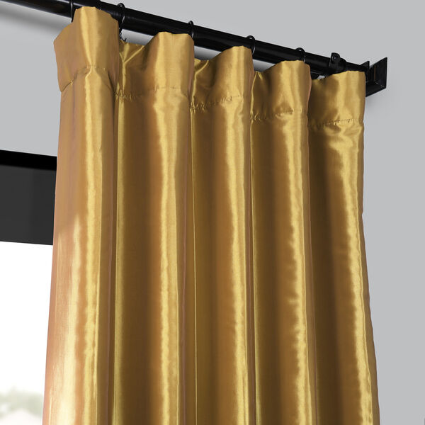 Blackout Faux Silk Taffeta Rod Pocket Gold 50 x 108-Inch Curtain Single Panel, image 2