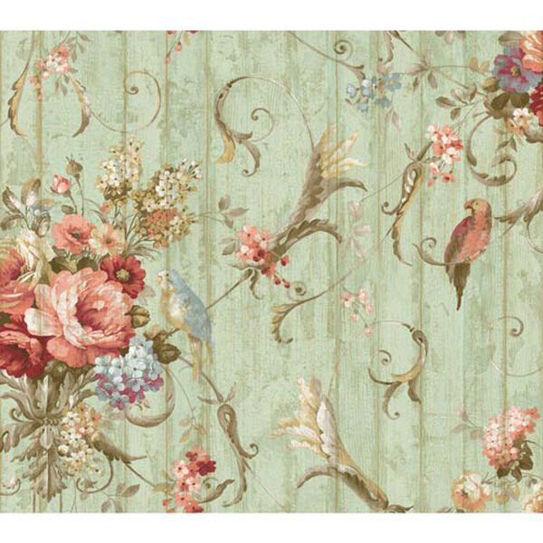 Inspired by Color Blue Floral Bouquets Wallpaper: Sample Swatch Only, image 1